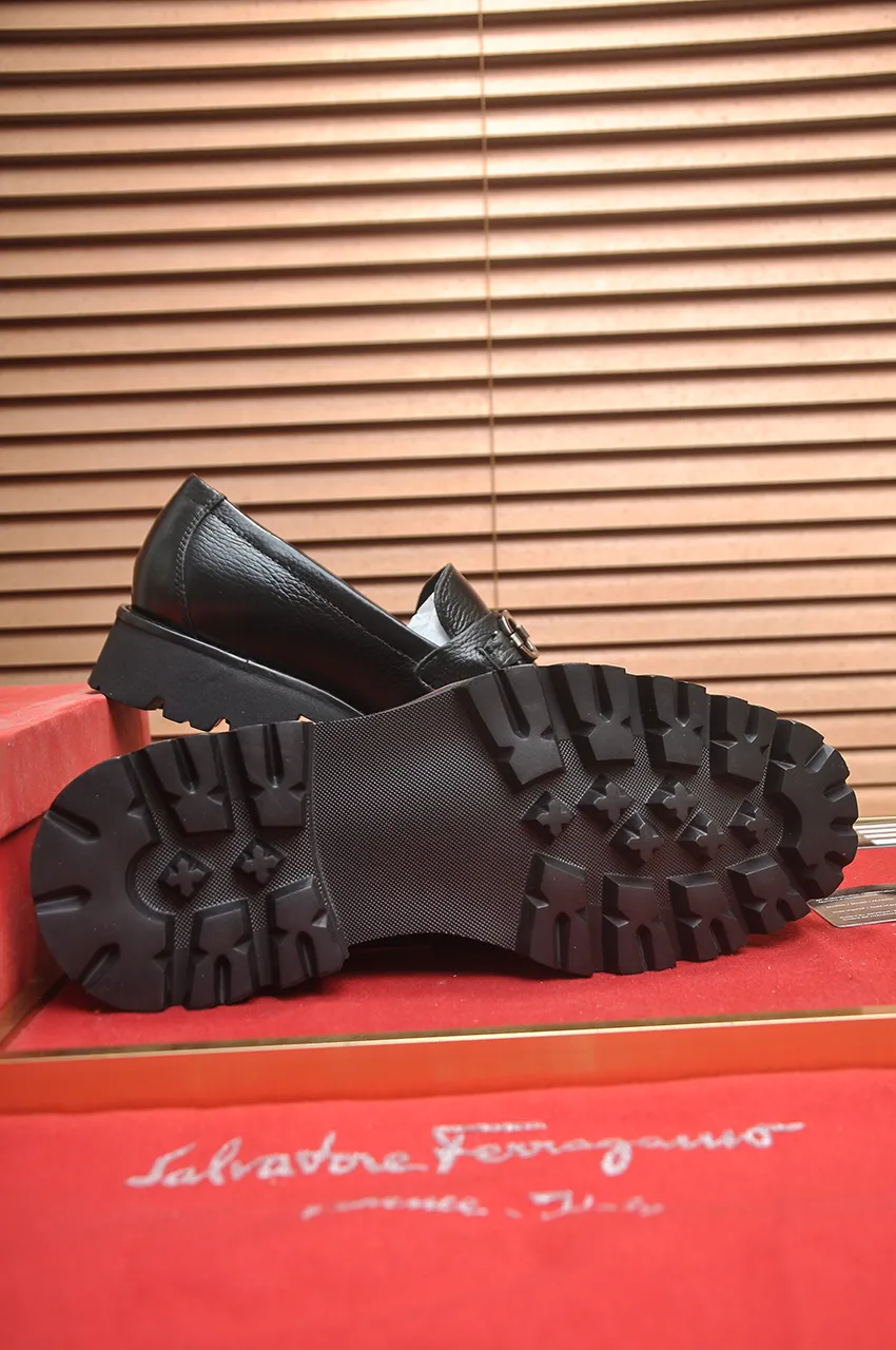 Men's shoes 💰500💶[Ferragamo/Ferragamo] The latest model in the counter. Original imported high-quality cowhide with open edges + imported 🐂 water-dyed cowhide lining + original luxury metal buckle + original combined outsole. Comparison without pressure 38--45 (45 is custom-made and cannot be returned or exchanged)